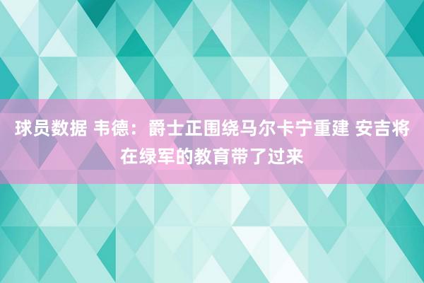 球员数据 韦德：爵士正围绕马尔卡宁重建 安吉将在绿军的教育带了过来