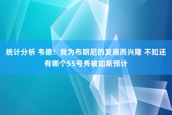 统计分析 韦德：我为布朗尼的发展而兴隆 不知还有哪个55号秀被如斯预计