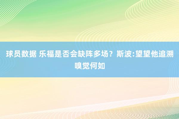 球员数据 乐福是否会缺阵多场？斯波:望望他追溯嗅觉何如