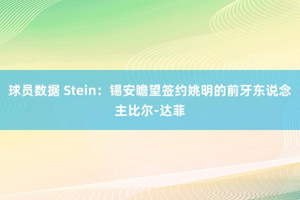 球员数据 Stein：锡安瞻望签约姚明的前牙东说念主比尔-达菲