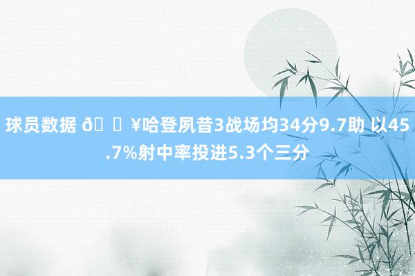 球员数据 🔥哈登夙昔3战场均34分9.7助 以45.7%射中率投进5.3个三分