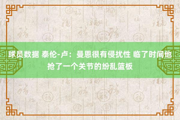 球员数据 泰伦-卢：曼恩很有侵扰性 临了时间他抢了一个关节的纷乱篮板