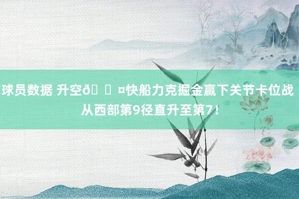 球员数据 升空😤快船力克掘金赢下关节卡位战 从西部第9径直升至第7！