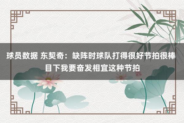 球员数据 东契奇：缺阵时球队打得很好节拍很棒 目下我要奋发相宜这种节拍