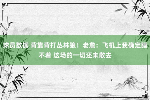 球员数据 背靠背打丛林狼！老詹：飞机上我确定睡不着 这场的一切还未散去