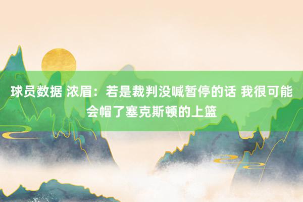 球员数据 浓眉：若是裁判没喊暂停的话 我很可能会帽了塞克斯顿的上篮