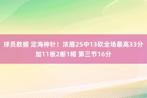 球员数据 定海神针！浓眉25中13砍全场最高33分加11板2断1帽 第三节16分