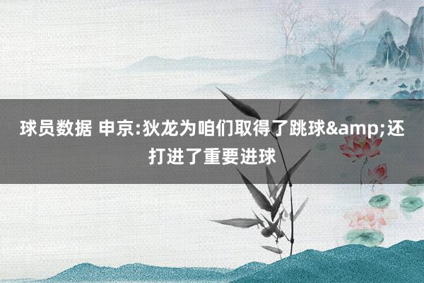 球员数据 申京:狄龙为咱们取得了跳球&还打进了重要进球