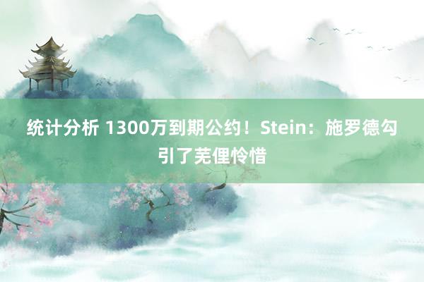 统计分析 1300万到期公约！Stein：施罗德勾引了芜俚怜惜