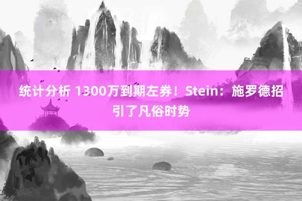 统计分析 1300万到期左券！Stein：施罗德招引了凡俗时势