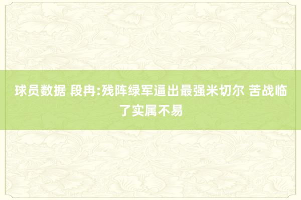 球员数据 段冉:残阵绿军逼出最强米切尔 苦战临了实属不易