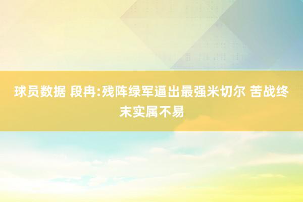 球员数据 段冉:残阵绿军逼出最强米切尔 苦战终末实属不易