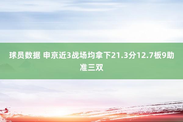 球员数据 申京近3战场均拿下21.3分12.7板9助准三双