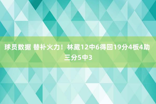 球员数据 替补火力！林葳12中6得回19分4板4助 三分5中3