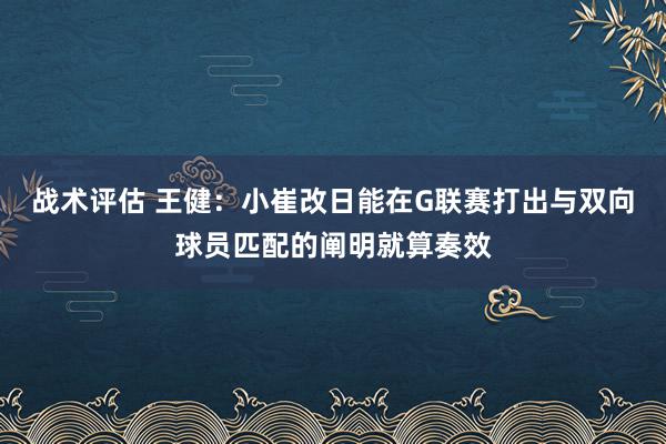 战术评估 王健：小崔改日能在G联赛打出与双向球员匹配的阐明就算奏效