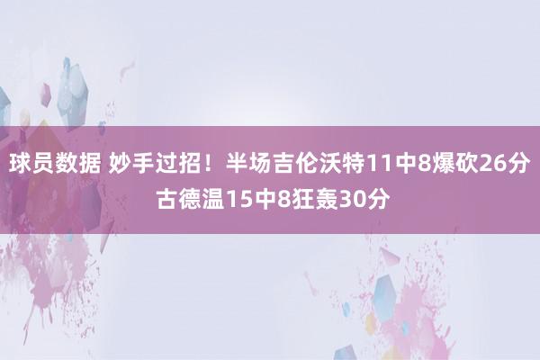 球员数据 妙手过招！半场吉伦沃特11中8爆砍26分 古德温1