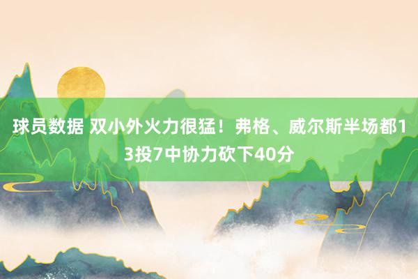 球员数据 双小外火力很猛！弗格、威尔斯半场都13投7中协力砍下40分