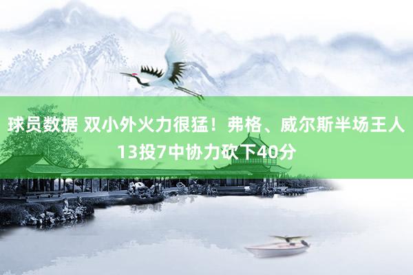 球员数据 双小外火力很猛！弗格、威尔斯半场王人13投7中协力砍下40分