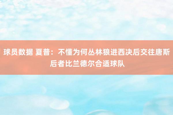 球员数据 夏普：不懂为何丛林狼进西决后交往唐斯 后者比兰德尔合适球队