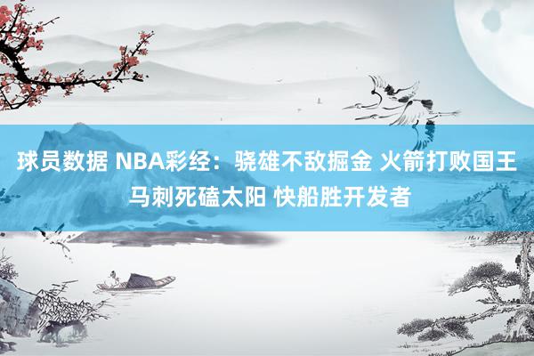 球员数据 NBA彩经：骁雄不敌掘金 火箭打败国王 马刺死磕太阳 快船胜开发者