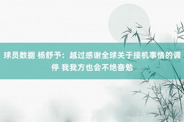 球员数据 杨舒予：越过感谢全球关于接机事情的调停 我我方也会不绝奋勉