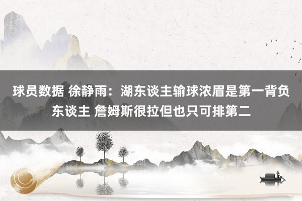 球员数据 徐静雨：湖东谈主输球浓眉是第一背负东谈主 詹姆斯很拉但也只可排第二