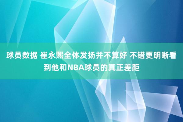 球员数据 崔永熙全体发扬并不算好 不错更明晰看到他和NBA球员的真正差距