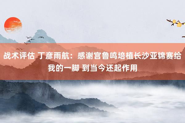 战术评估 丁彦雨航：感谢宫鲁鸣培植长沙亚锦赛给我的一脚 到当今还起作用