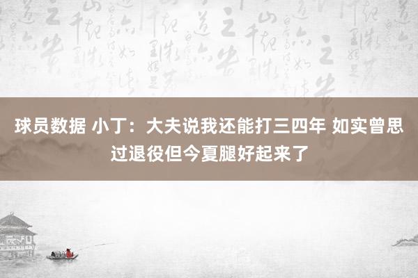 球员数据 小丁：大夫说我还能打三四年 如实曾思过退役但今夏腿好起来了