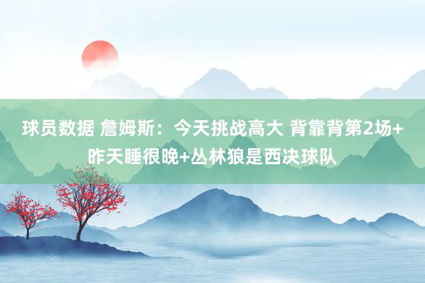 球员数据 詹姆斯：今天挑战高大 背靠背第2场+昨天睡很晚+丛林狼是西决球队