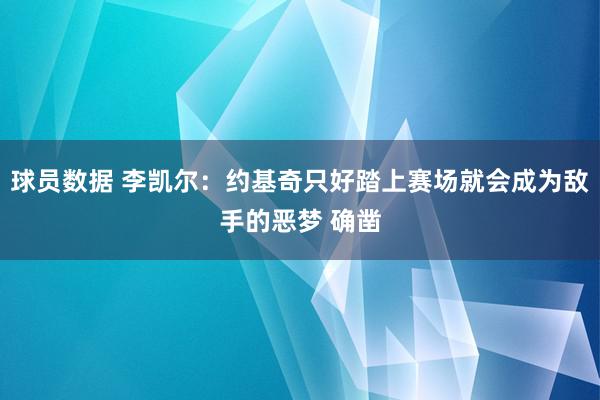 球员数据 李凯尔：约基奇只好踏上赛场就会成为敌手的恶梦 确凿