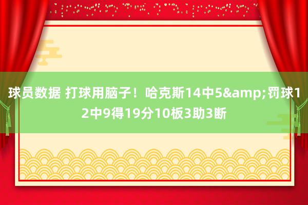 球员数据 打球用脑子！哈克斯14中5&罚球12中9得19分10板3助3断