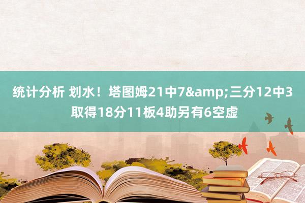 统计分析 划水！塔图姆21中7&三分12中3 取得18分11板4助另有6空虚