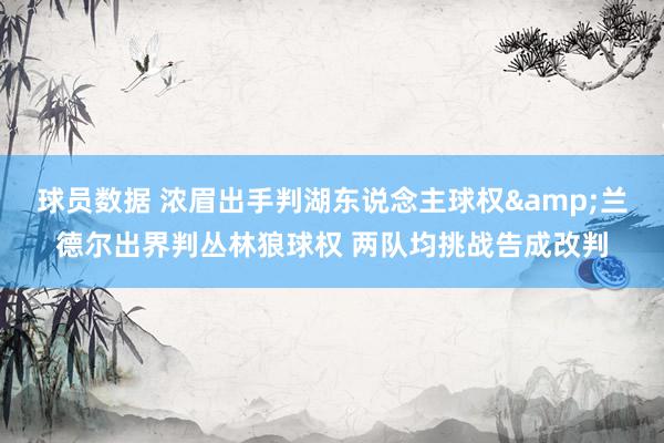 球员数据 浓眉出手判湖东说念主球权&兰德尔出界判丛林狼球权 两队均挑战告成改判