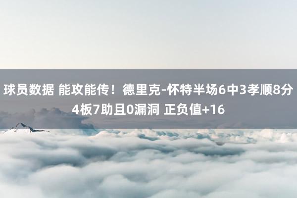 球员数据 能攻能传！德里克-怀特半场6中3孝顺8分4板7助且0漏洞 正负值+16