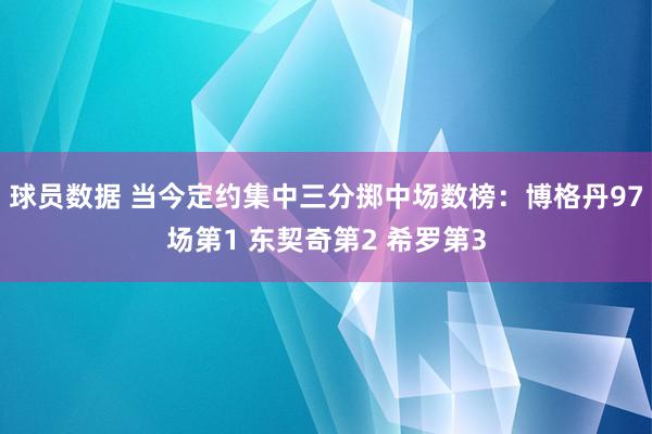 球员数据 当今定约集中三分掷中场数榜：博格丹97场第1 东契奇第2 希罗第3