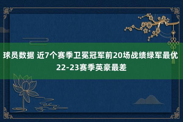 球员数据 近7个赛季卫冕冠军前20场战绩绿军最优 22-23赛季英豪最差